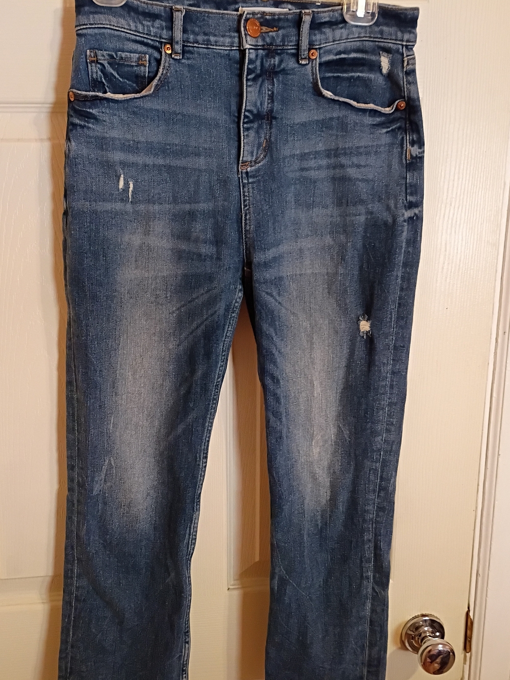 LOFT Women's Straight Leg Distressed Blue Jeans 27/4